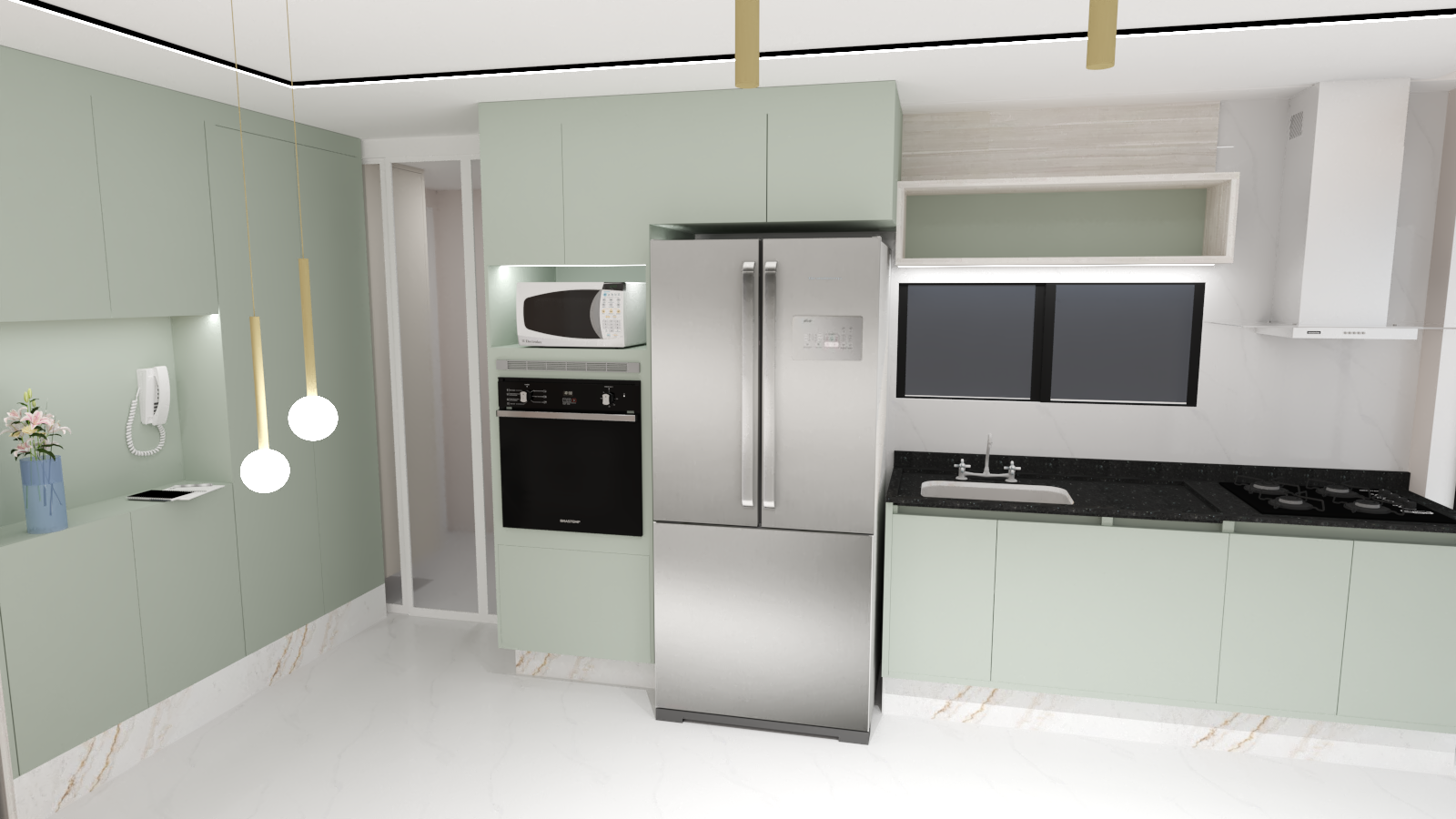 cozinha verde mar